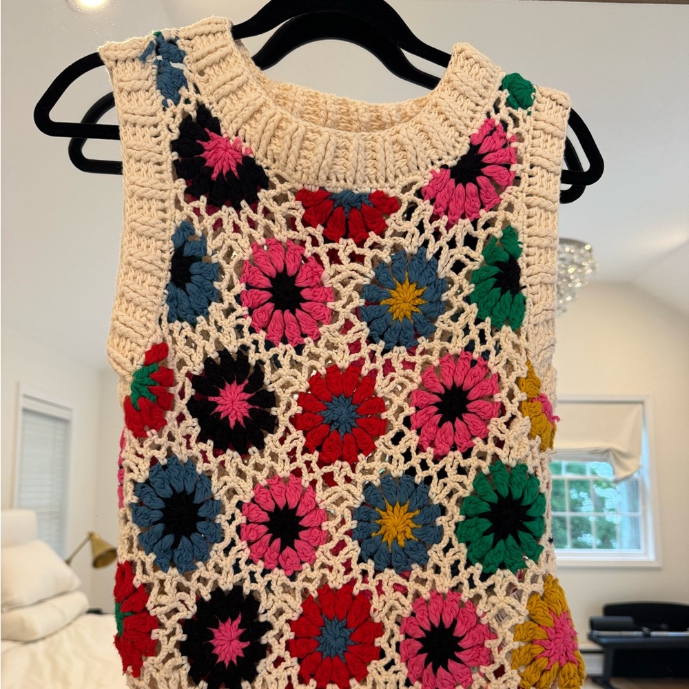 FARM Rio Multicolor Crochet Sweater